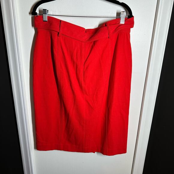 NEW Ann Taylor Women's Trench Pencil Red Belted Button Skirt Size 12 - Picture 6 of 11